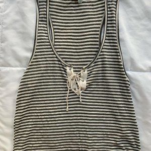 Striped Lace-Up Tank